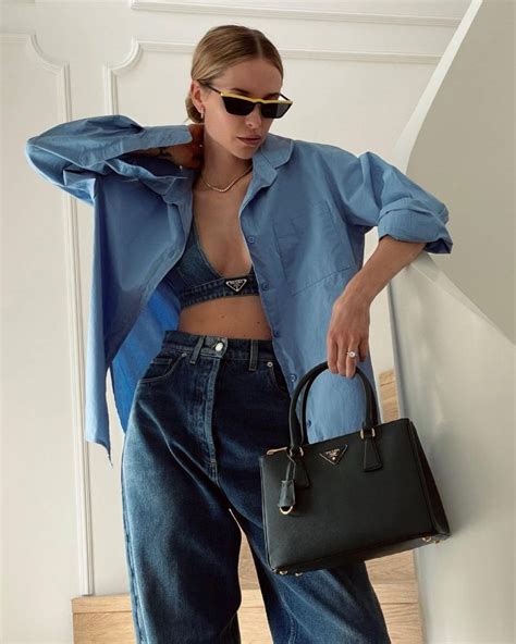 denim jacket prada|Prada denim bralette.